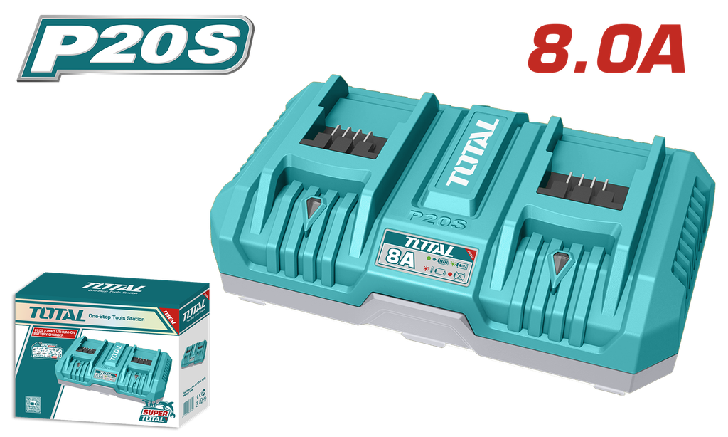 CARGADOR INTELIGENTE DOBLE PARA BATERIAS 20V INDUSTRIAL TOTAL (UTFCLI2082)