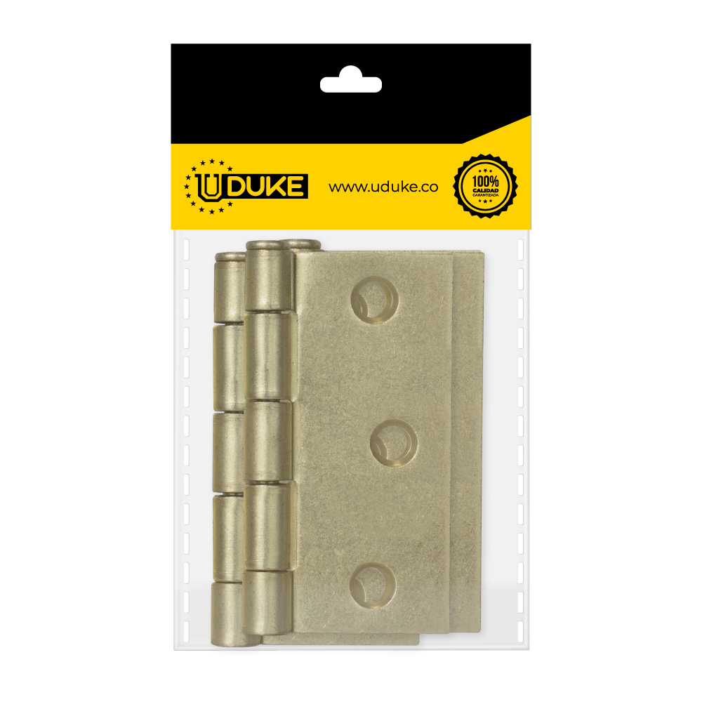 BISAGRA NUDO CABEZA PLANA DORADA 3X3 (C-16 PQT X 3 UDUKE)