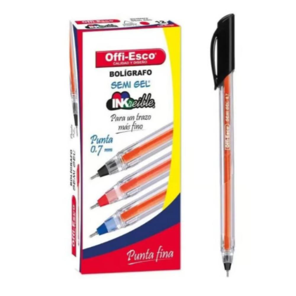 CAJA BOLIGRAFO OFFI-ESCO SEMI GEL 0.7 NEGRO