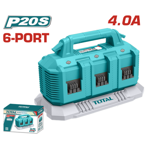 [21495] CARGADOR INTELIGENTE DE 6 PUERTOS  PARA BATERIAS 20V INDUSTRIAL  SUPER TOTAL (UTFCLI2064)