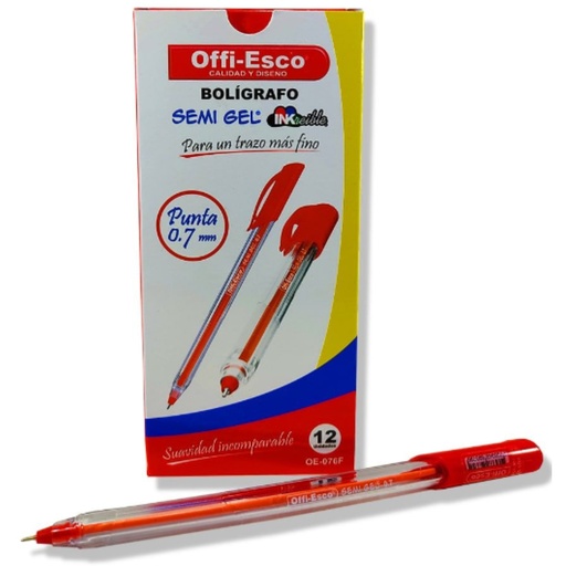 [IH4511] BOLIGRAFO OFFI SEM GEL OE-076F ROJO CAJA (OE76R)