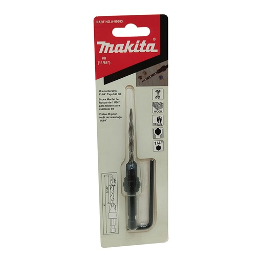 [15001] BROCA Y AVELLANADOR MAKITA 11/64 #8 PARA MADERA (A-99683)
