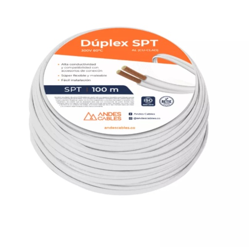 [IH6223] CABLE DUPLEX SPT 2X12 AWG BLANCO (46075)