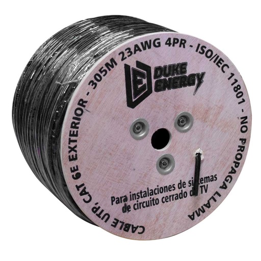 [6525] CABLE UTP NIVEL 6E EXTERIOR NEGRO HOYOS LIGTH X 1 MT(60%COBRE-40%ALUMINIO)(HT10127)