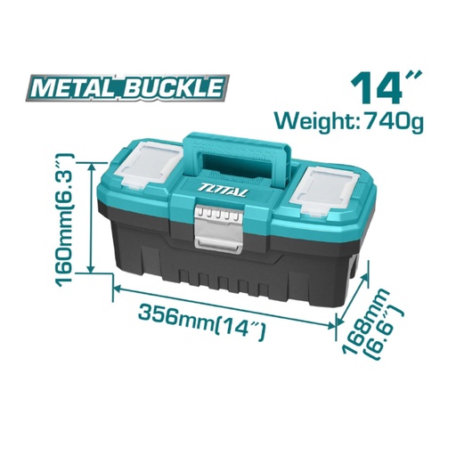 [15355] CAJA HERRAMIENTA 14 PLASTICA CIERRE METALICO TOTAL (TPBX0142)