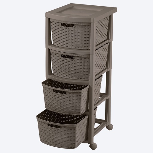 [18988] CAJONERO RATTAN 4G MOCCA RIMAX