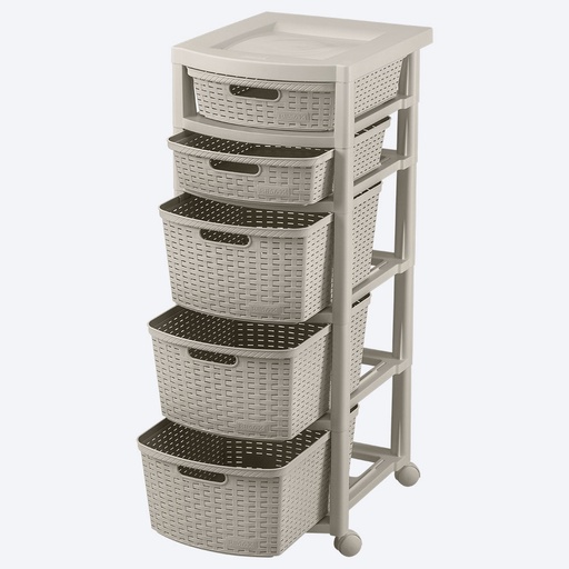 [18991] CAJONERO RATTAN 5 GAVETAS TAUPE RIMAX