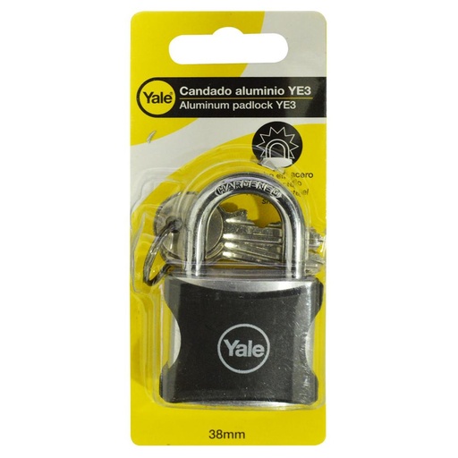 [11811] CANDADO YALE ENCAUCHETADO NEGRO 38MM ALUMINIO (8854)