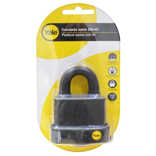 [8710] CANDADO YALE INTEMPERIE NEGRO 220-61MM (8816)
