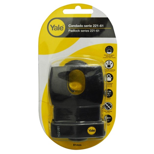 [11382] CANDADO YALE INTEMPERIE NEGRO Y221-61MM (8505)