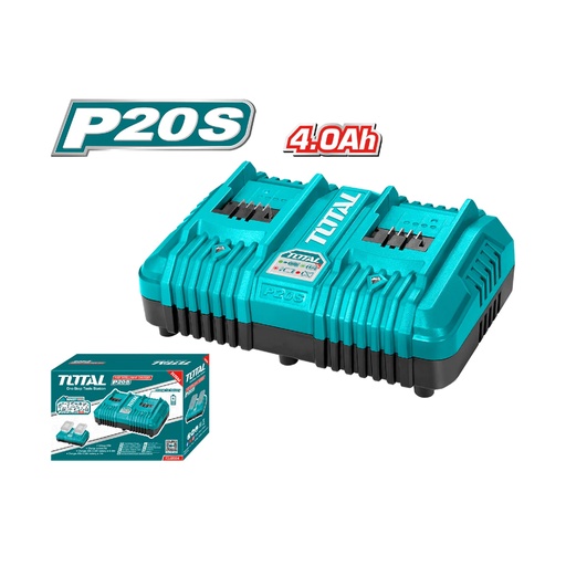[16771] CARGADOR INTELIGENTE DOBLE PARA BATERIAS 20V INDUSTRIAL TOTAL (UTCLI2034)