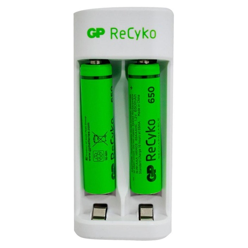 [11489] CARGADOR PILA GP USB CON 2 PILAS(2 PILAS AAA  650)(GPPBE211US65-C2)