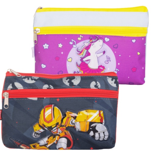 [IH2901] CARTUCHERA ESCOLAR NINO 2 BOLSILLOS SCRIBE KIDS (16703)