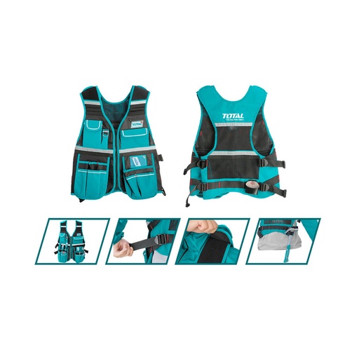 [16570] CHALECO PORTA  HERRAMIENTA DE 12 BOLSILLOS INDUSTRIAL CAPACIDAD MAXIMA 3KG TOTAL (TTVT1601)